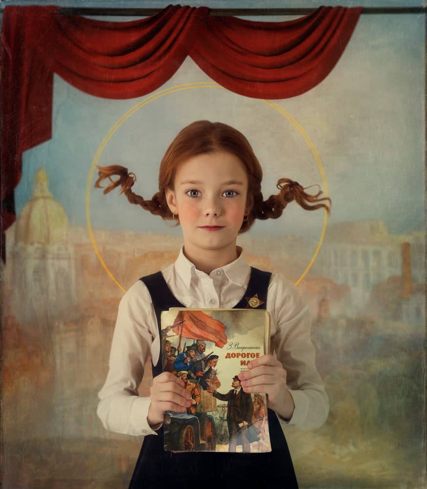 Red-Haired Girl with Book by Svetlana Melik-Nubarova — canvas wall art