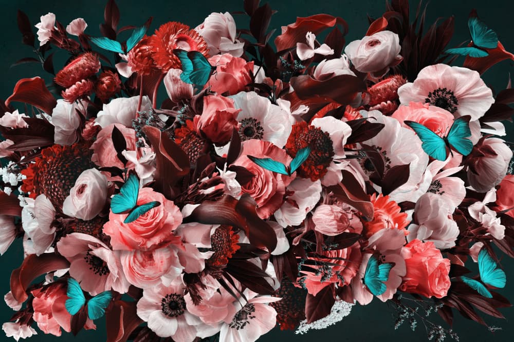 Dark Floral Butterflies by Sue Skellern — canvas wall art