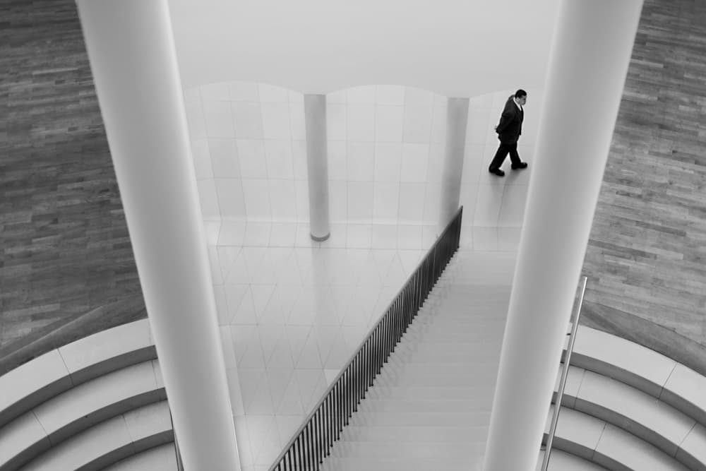 Man in Modern Architecture by Rolf Endermann — canvas wall art