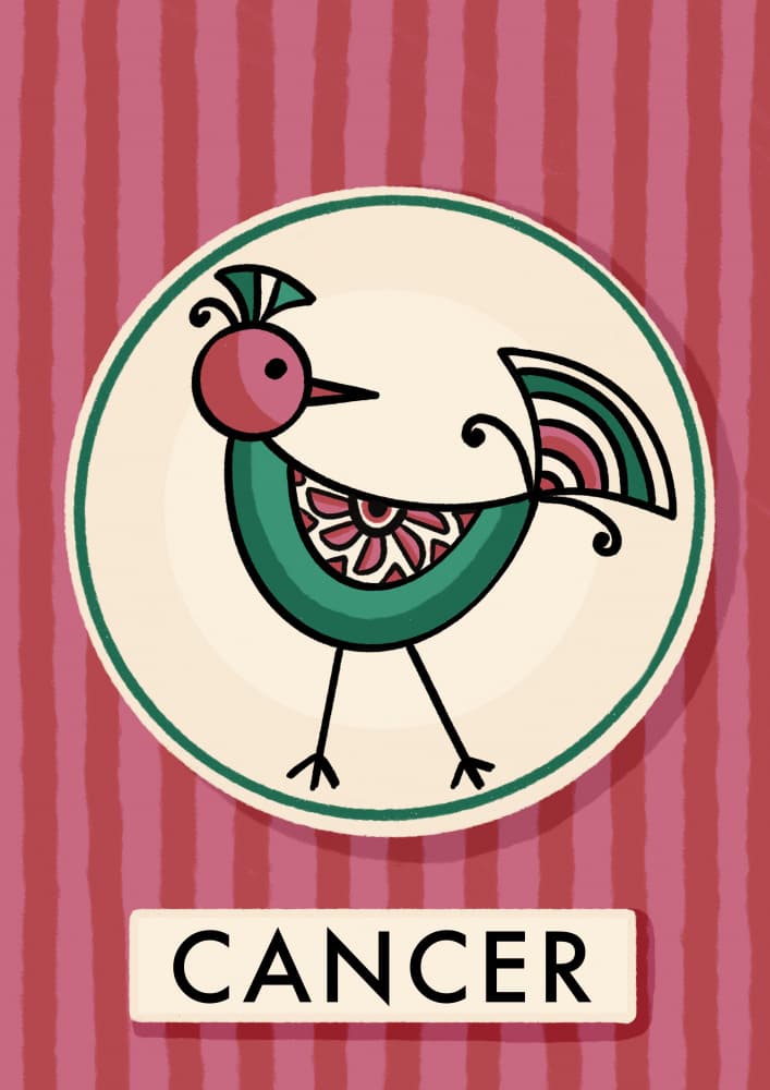 Cancer Zodiac Bird by Nidhi Kachhadiya — canvas wall art