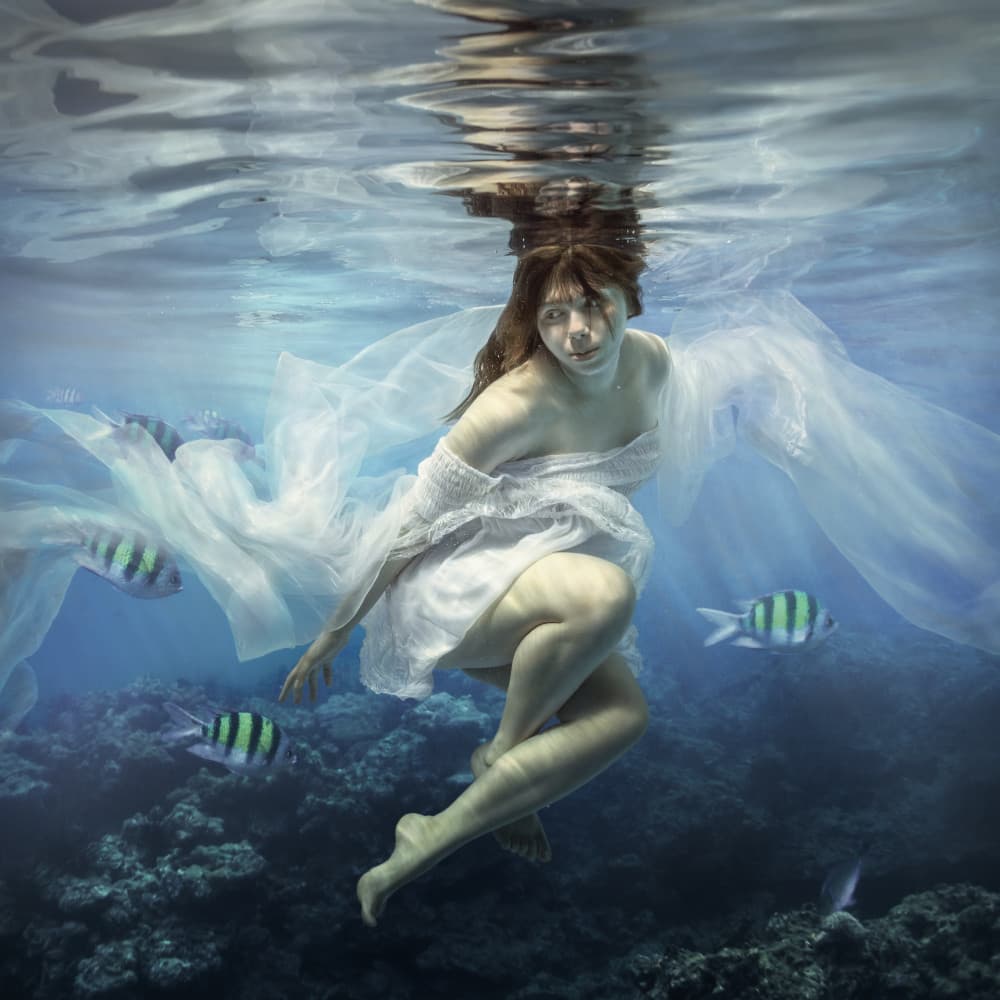 Dreamy Underwater Woman by Dmitry Frizel — canvas wall art