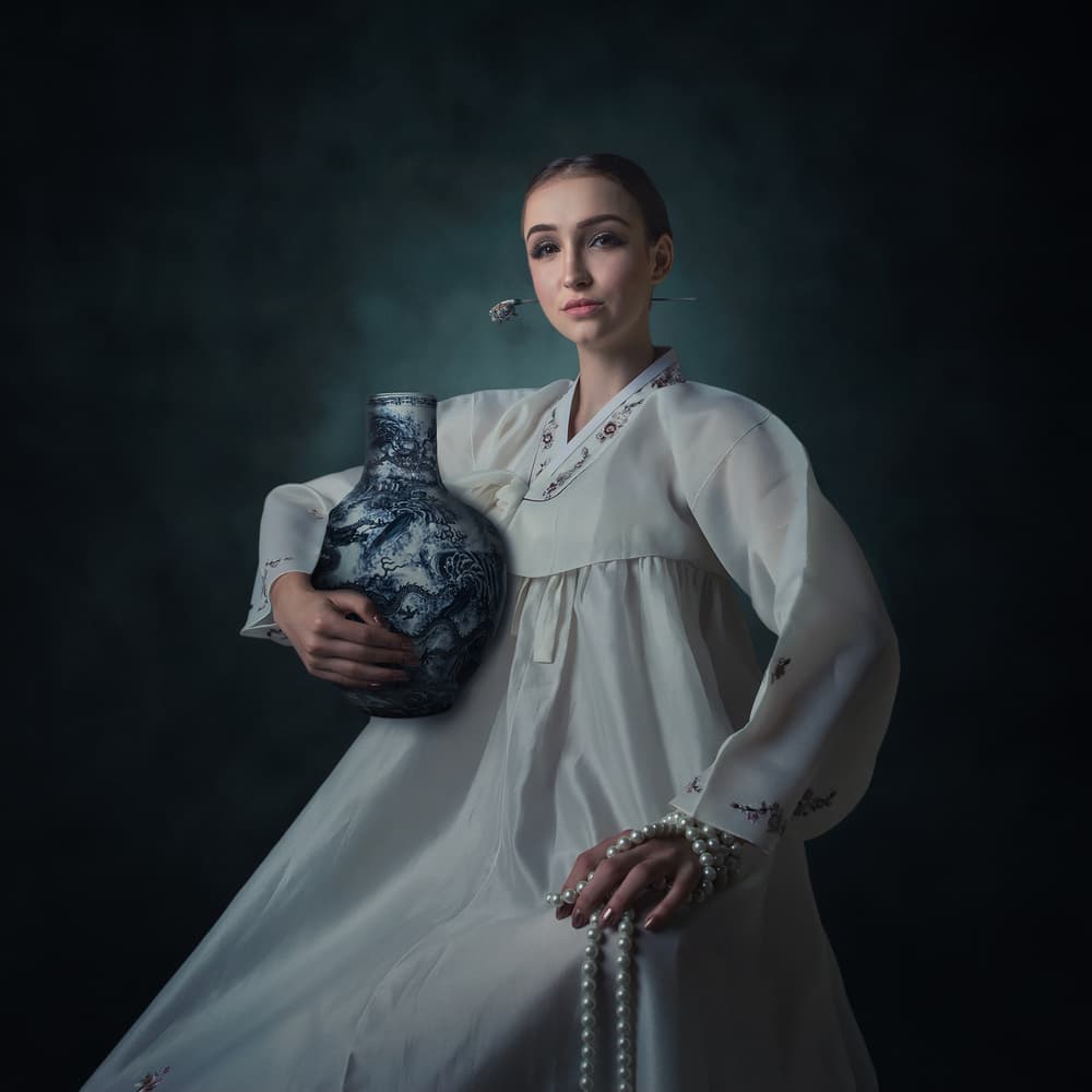 Korean Hanbok Elegance by hardibudi — canvas wall art