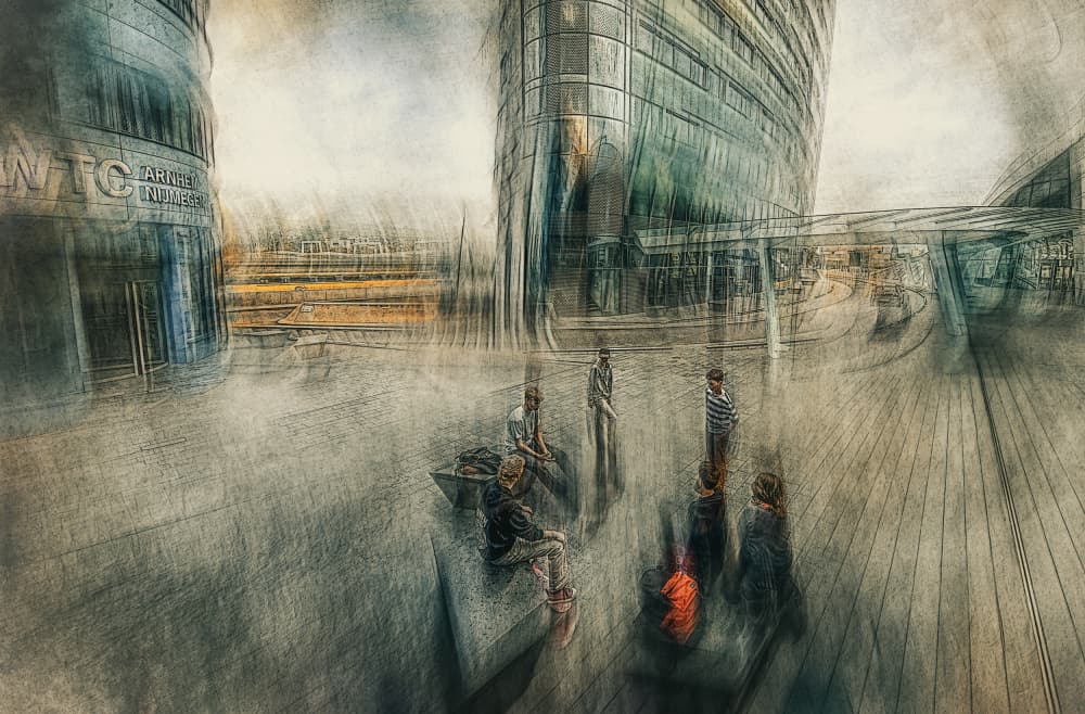 Abstract City Life by Jan van der Linden — canvas wall art