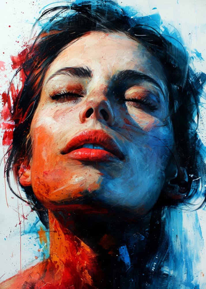 Vibrant Emotional Portrait by Justyna Jaszke — canvas wall art
