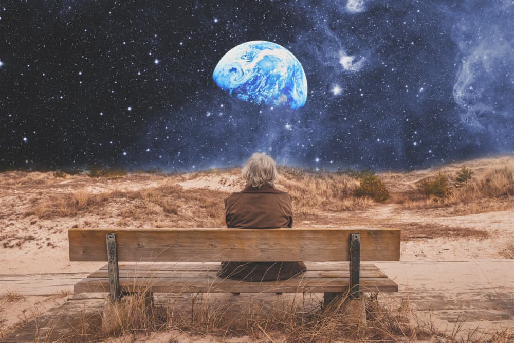 Woman Gazing At Earth by Emiliano Deificus — canvas wall art