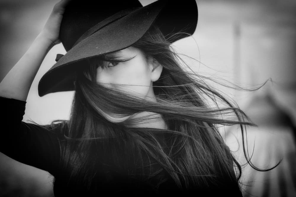 Windblown Black Hat Gaze by 7 Flavor C/P — canvas wall art