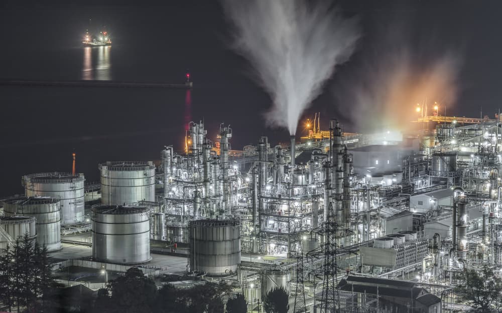Illuminated Industrial Night by Tomoshi Hara — canvas wall art