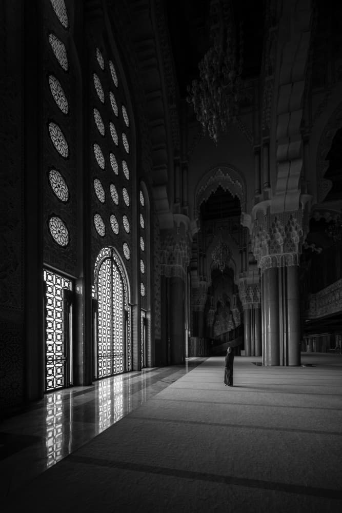 Hassan II Mosque Solitude by Songlin Xu — canvas wall art