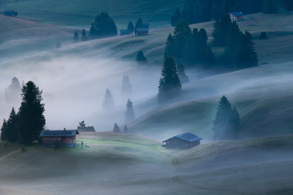Cabins In The Mist by Simoon — canvas wall art