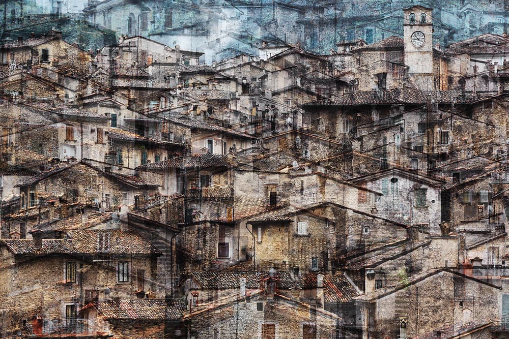 Hillside Village Clock Tower by Massimo Della Latta — canvas wall art