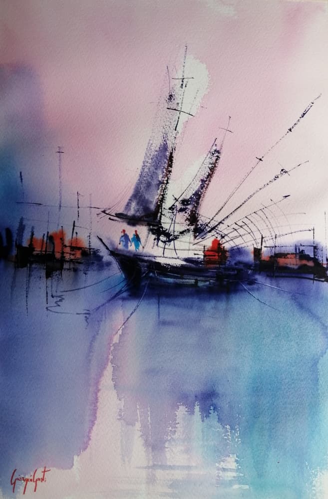 Sailing Boats Sunset by Giorgio Gosti — canvas wall art