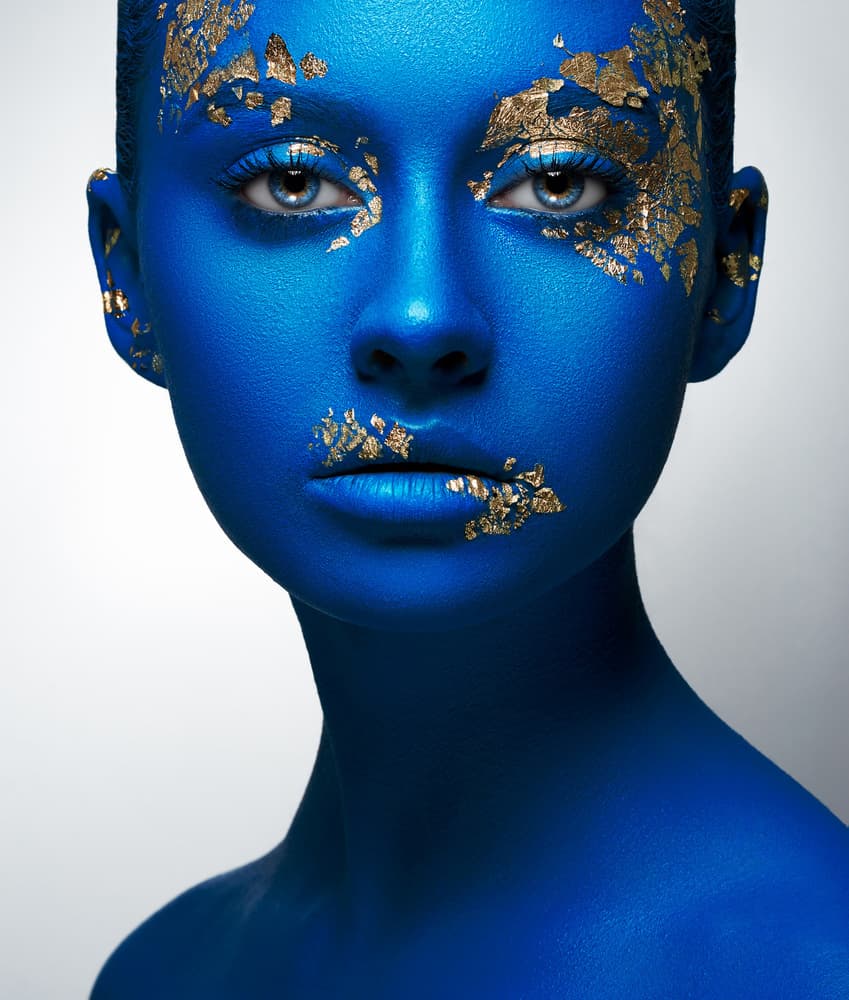 Surreal Blue Gold Portrait by HIM — canvas wall art