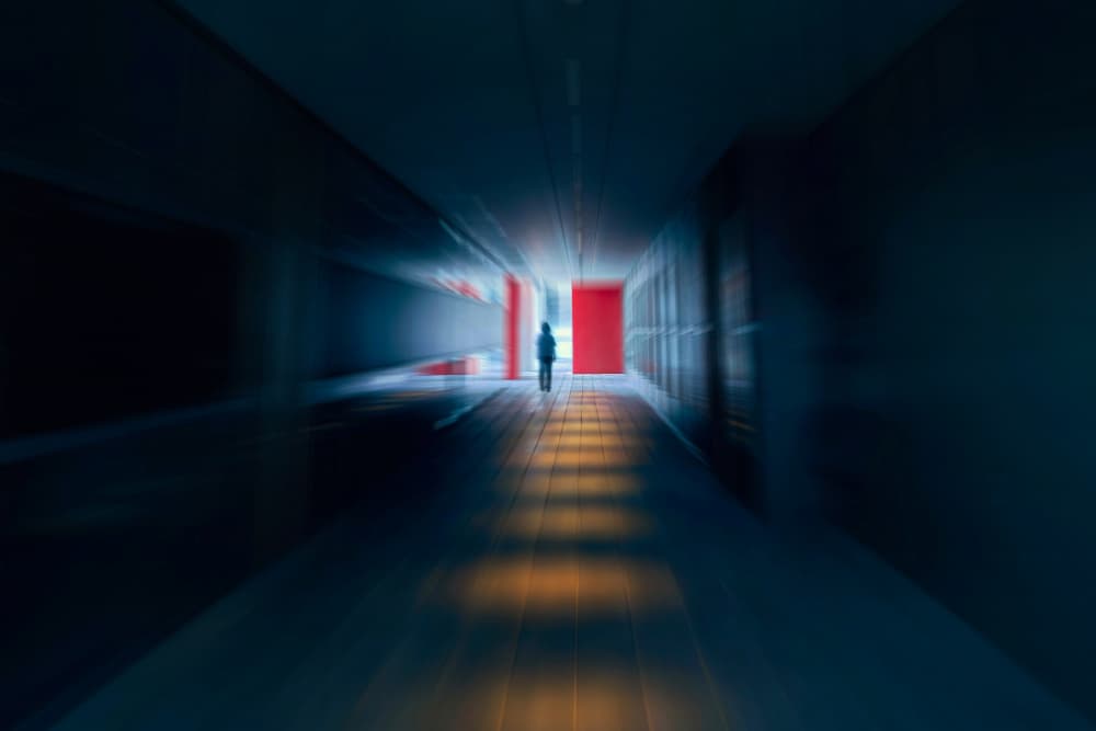Solitary Path Red Hallway by MingLun Tsai (蔡明倫) — canvas wall art