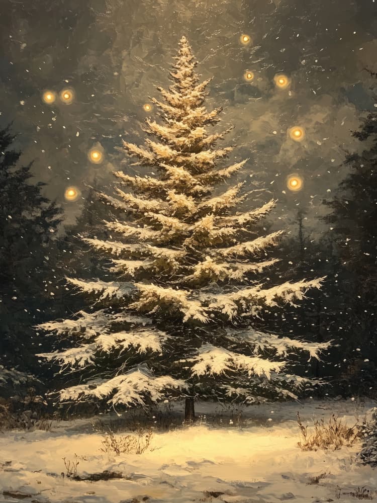 Golden Christmas Tree by Jolly and Dash — canvas wall art