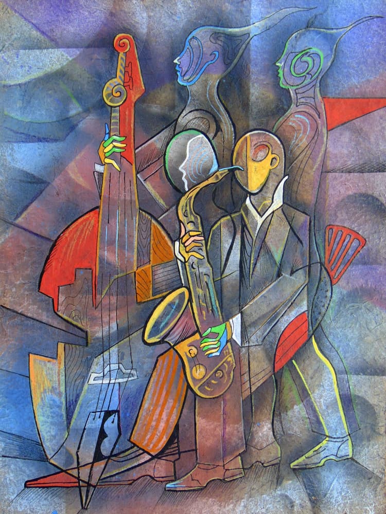 Cubist Jazz Performance by Ricardo Maya — canvas wall art
