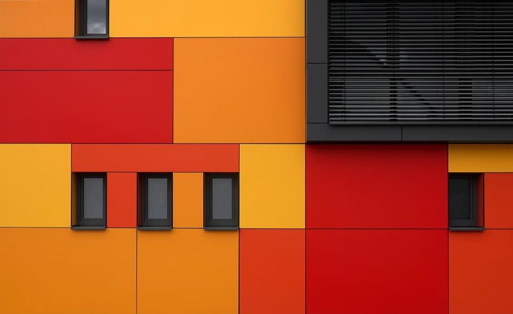 Colorful Geometric Facade by Hans-Wolfgang Hawerkamp — canvas wall art
