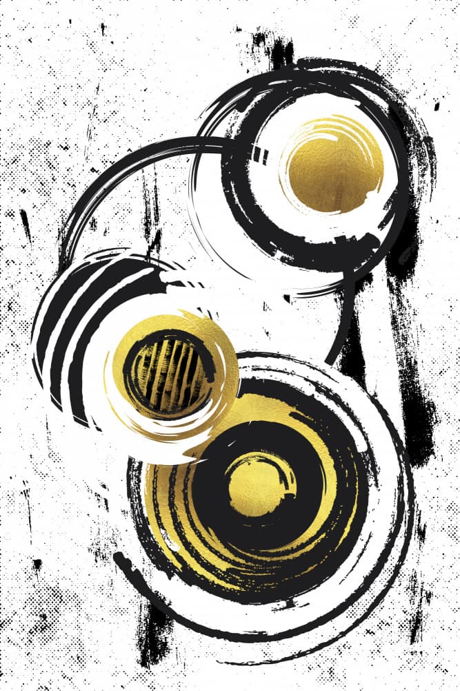 Golden Abstract Rings by Melanie Viola — canvas wall art