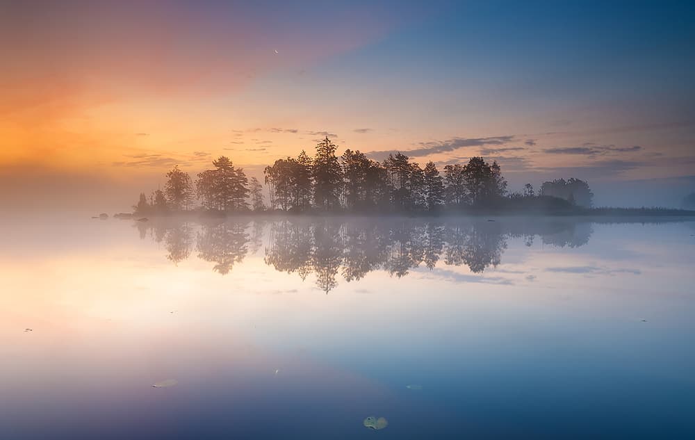 Misty Morning Lake by Keller — canvas wall art