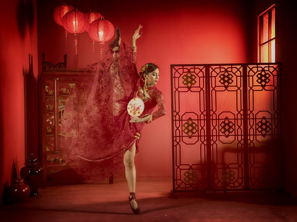 Elegant Chinese Dancer by Angela Muliani Hartojo — canvas wall art