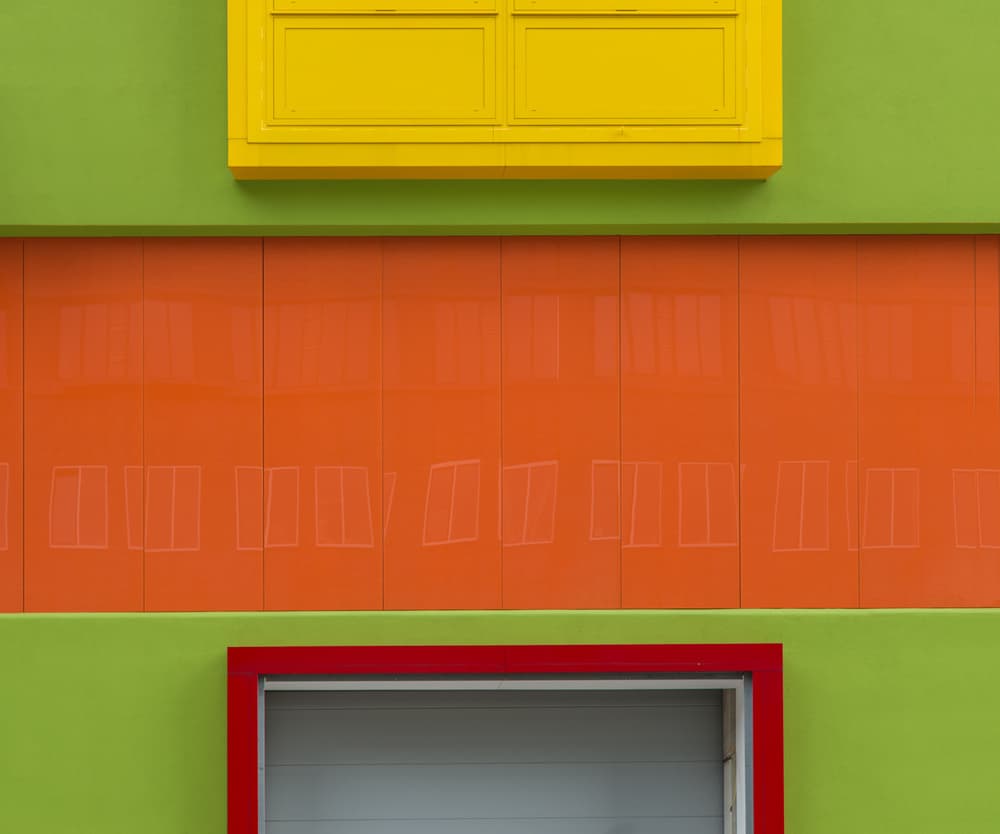Colorful Geometric Facade by Theo Luycx — canvas wall art