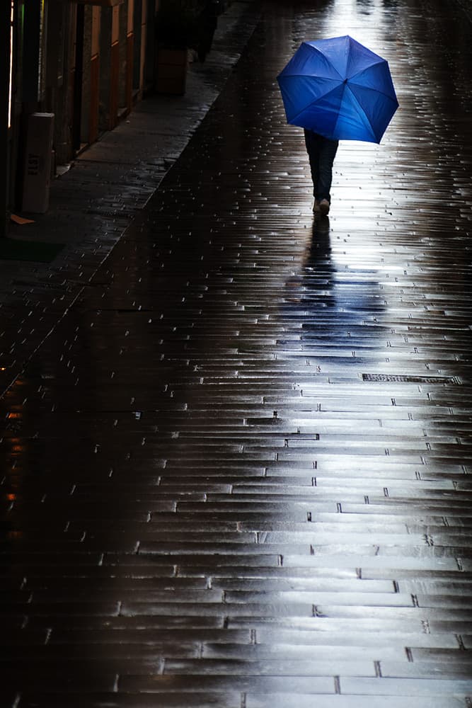Blue Umbrella Reflections by Massimo Della Latta — canvas wall art