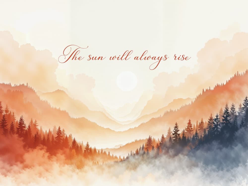 Misty Mountain Forest Sunrise by Ohkimiko — canvas wall art