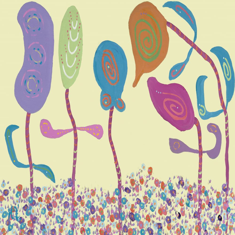Bright Whimsical Garden by Helen Joynson — canvas wall art