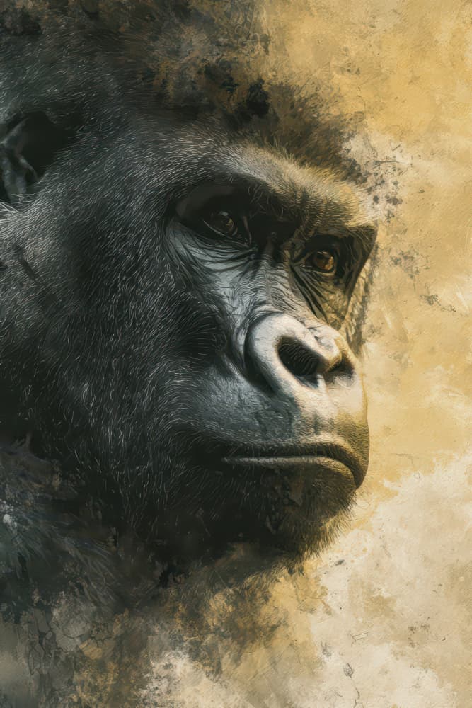 Thoughtful Gorilla Gaze by Rafal Kulik — canvas wall art