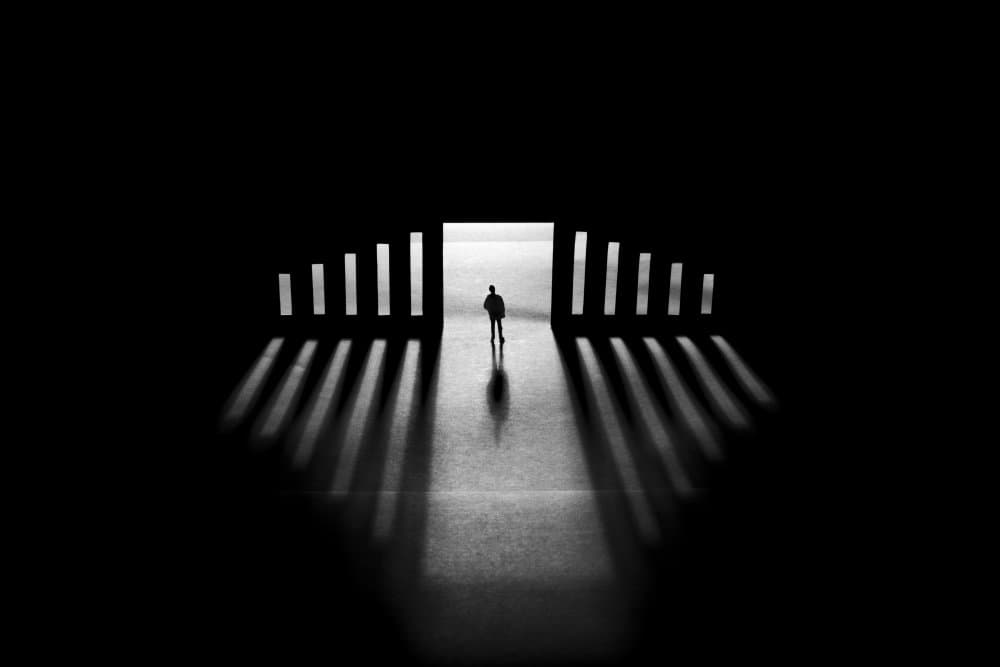 Solitary Figure in Light by Hamid Jamshidian — canvas wall art