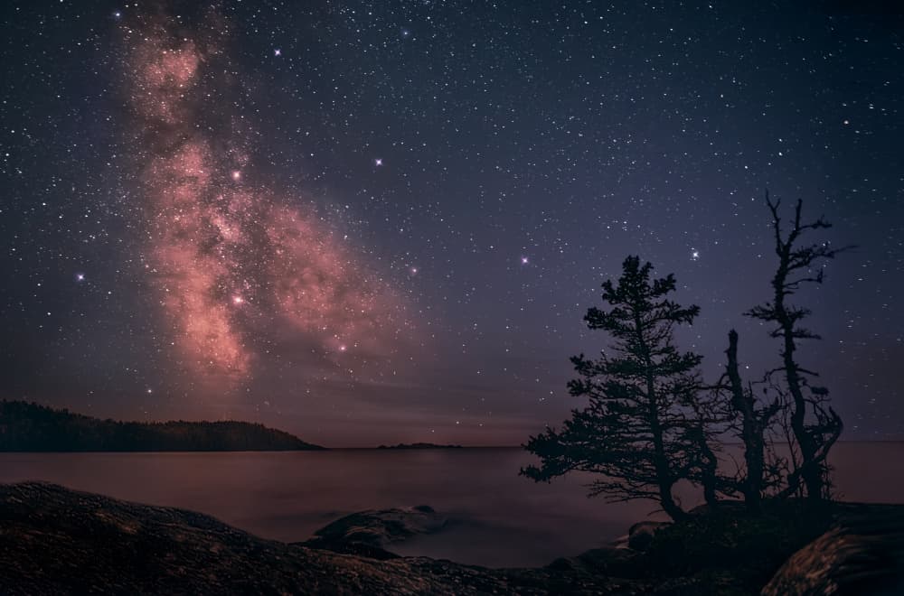 Milky Way Lake Night by Ben.C.L — canvas wall art