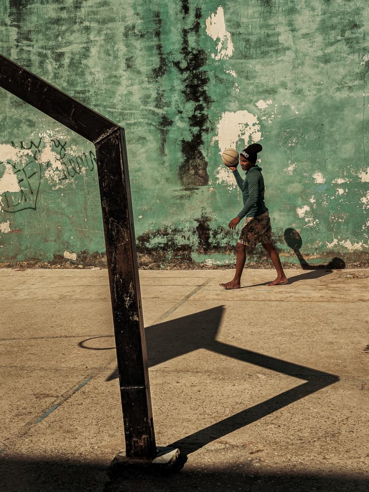 Green Wall Basketball Player by Andy Bauer — canvas wall art