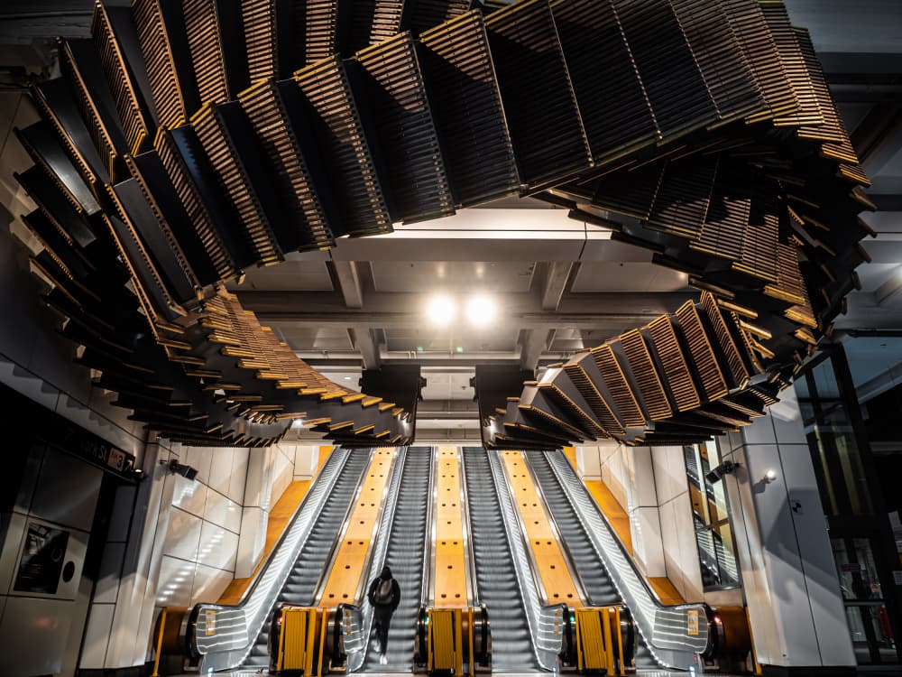 Geometric Escalator Design by IKUMI FUKAZAWA — canvas wall art