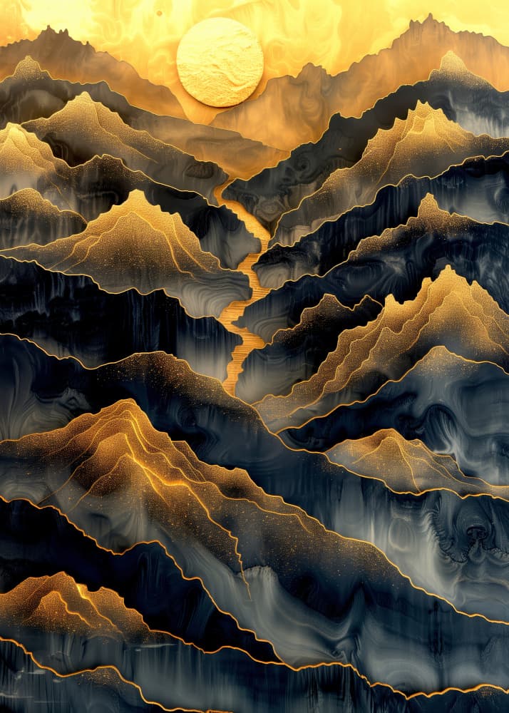 Golden Mountain Flow by Justyna Jaszke — canvas wall art