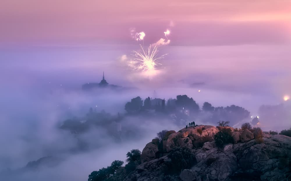 Dreamy Night Fireworks by Jesús M. García — canvas wall art