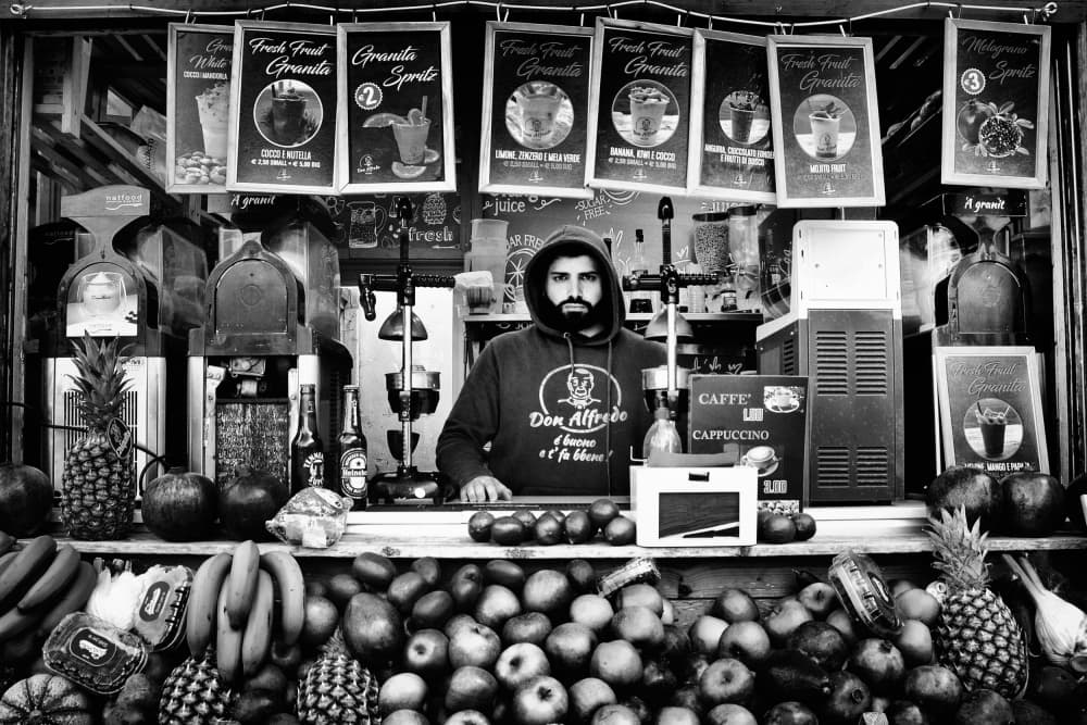 Juice Stand Vendor by Antonio Grambone — canvas wall art