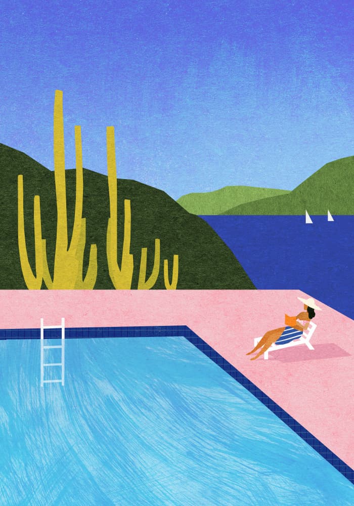 Poolside Ocean View by longwayhome — canvas wall art