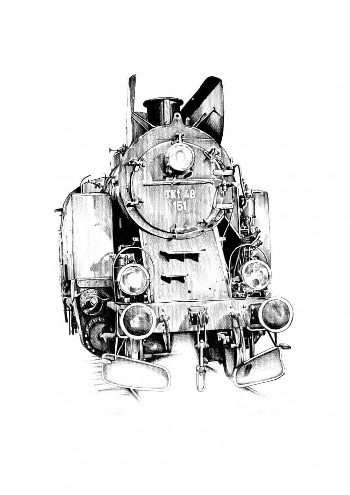 Vintage Steam Locomotive by Kulik — canvas wall art