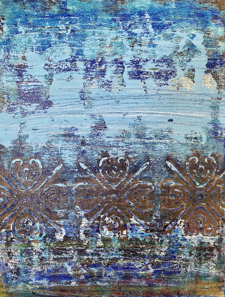 Distressed Blue Pattern by Berit Pihl — canvas wall art