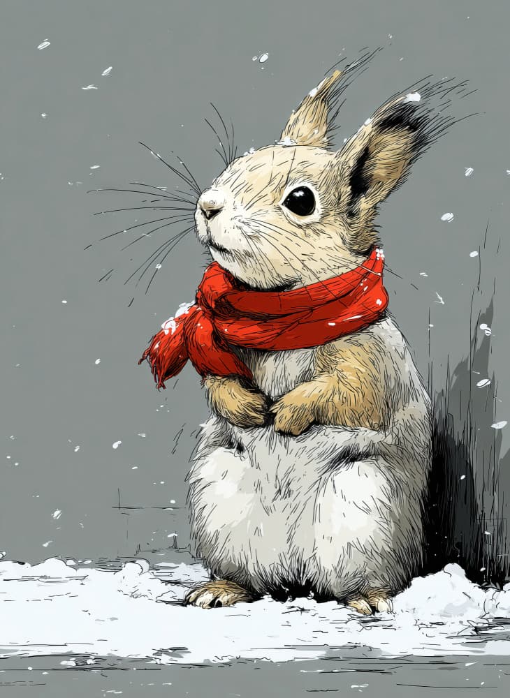 Snowy Squirrel Scarf by Justyna Jaszke — canvas wall art