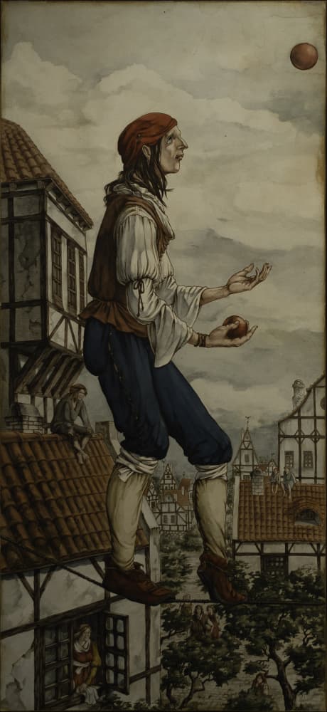 Giant Juggler Old Town by Ekaterina Andersson — canvas wall art